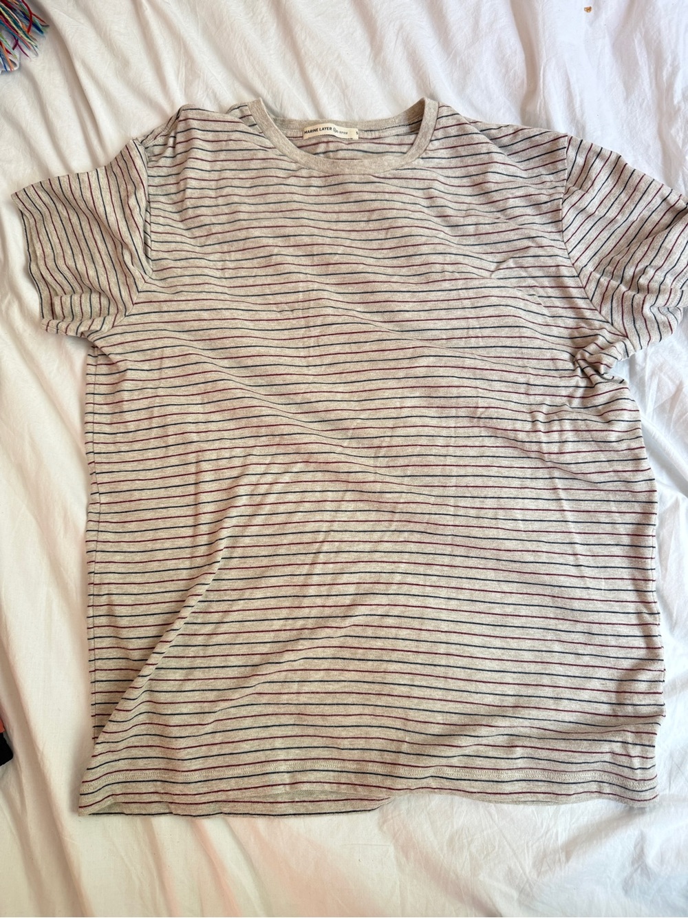 Marine Layer Brand Short-Sleeve Crew Neck Shirt - striped